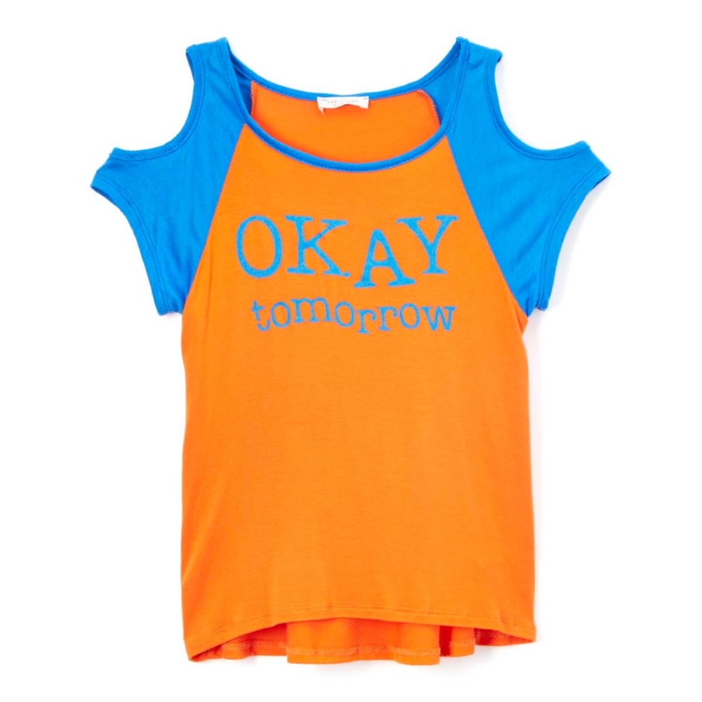 Tea n Rose Girls "Orange Cold Shoulder Tee"